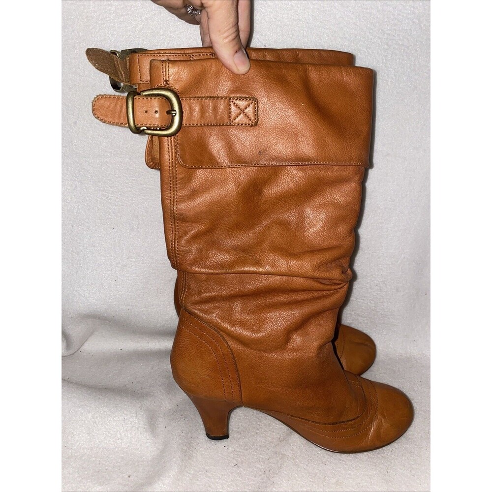 Steve Madden Legion Slouch Western Boots Leather Cowgirl Buckle Country 8.5